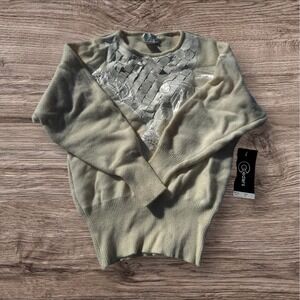 VTG Cedars Women's‎ Beige / Pearl Silk Wool Cozy Embellished Dolman Sweater M